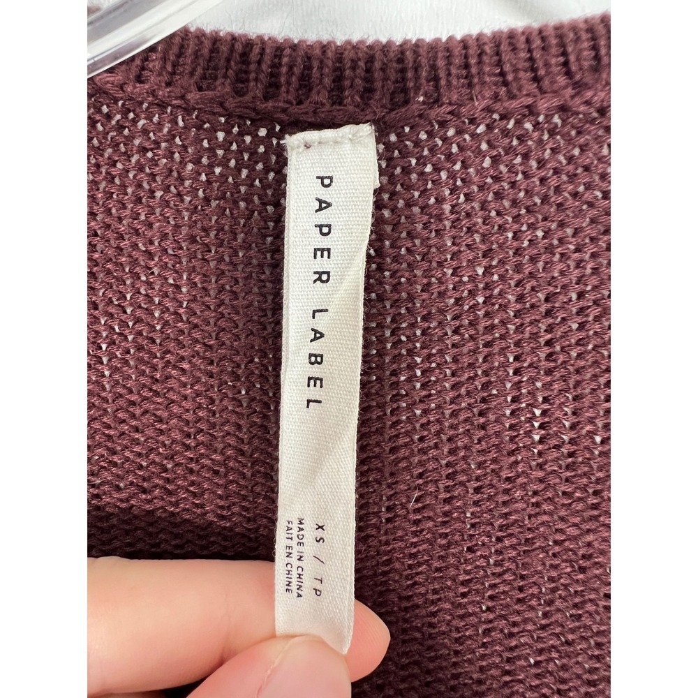 Paper Label Burgundy Fall Longline Belted Duster Cardigan Sweater Pockets XS - Picture 4 of 7